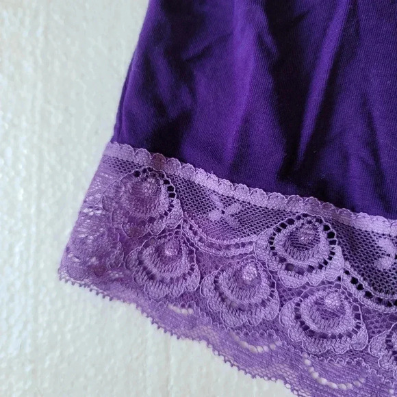 NWT SERRA Purple Stretch Lace Elastic Waist Lounging Sleep Shorts Rayon - Picture 5 of 8